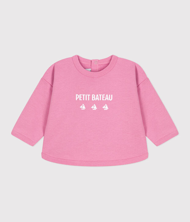 Baby-Sweatshirt aus Baumwolle mit Petit Bateau Vintage-Motiv rosa