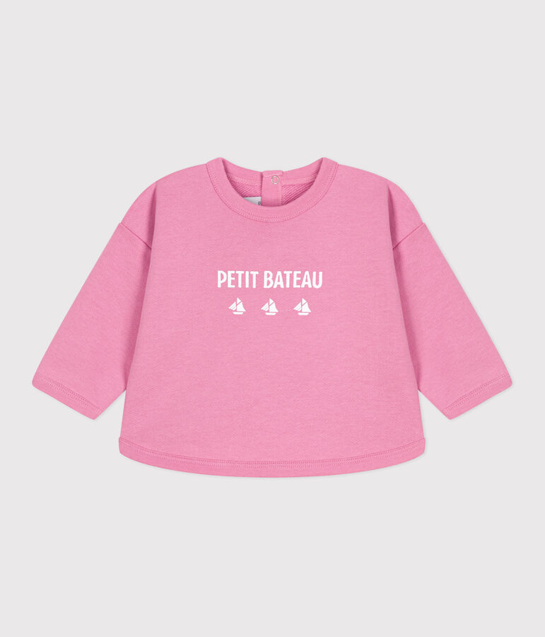 Baby-Sweatshirt aus Baumwolle mit Petit Bateau Vintage-Motiv rosa