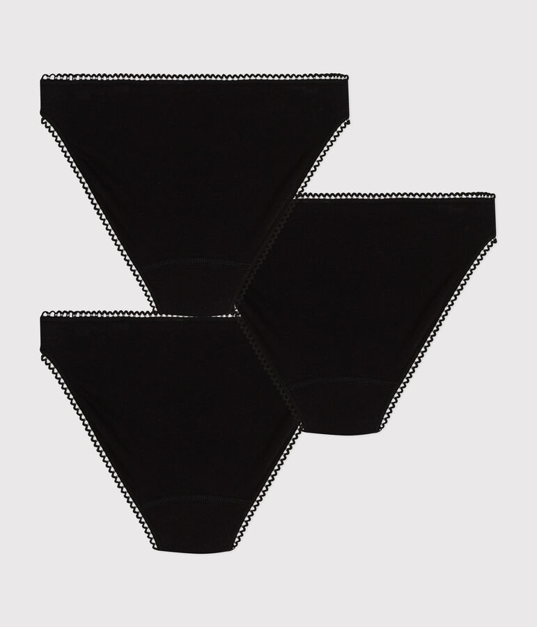 3er-Set einfarbige Damenslips aus Baumwolle und Elastan vielfarbig