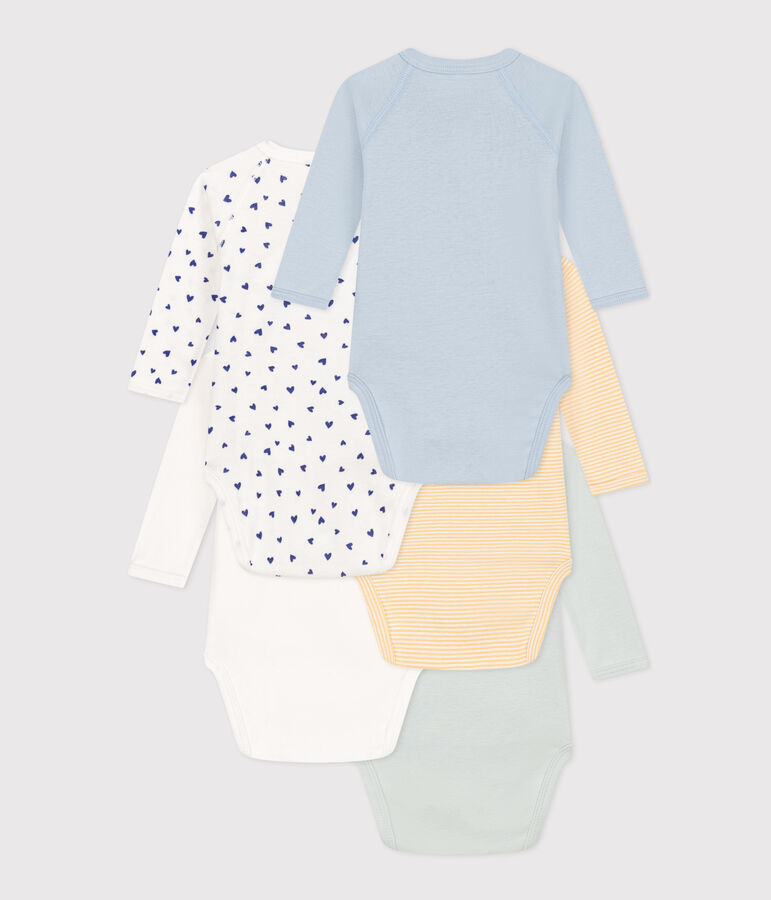 5er-Set lang&auml;rmelige Wickelbodys aus Baumwolle vielfarbig