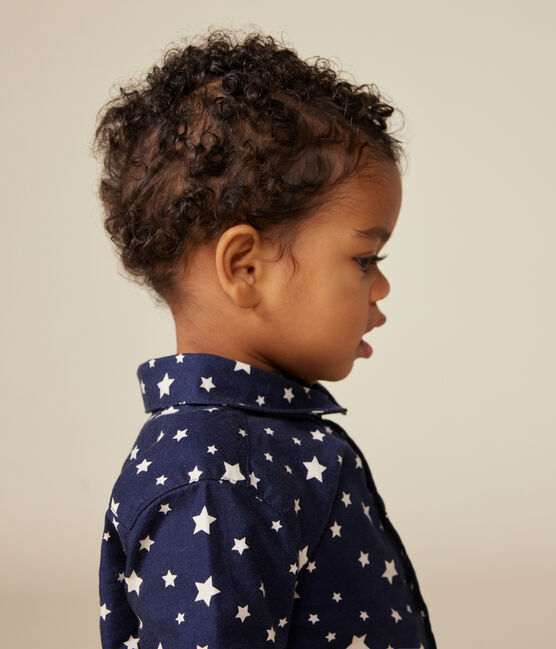 Baby-Hemd aus Flanell blau MEDIEVAL/weiss MARSHMALLOW