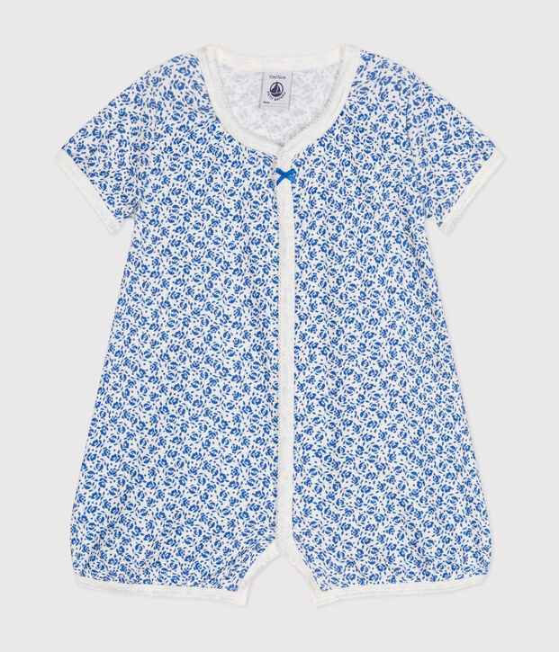 Baby-Kurzoverall aus Baumwolle blau/blau