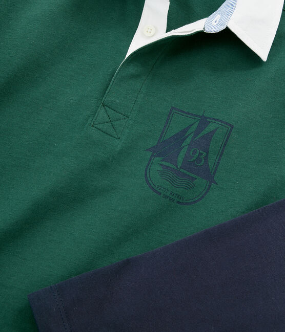 Rugby-Poloshirt für Jungen grün SOUSBOIS/blau SMOKING
