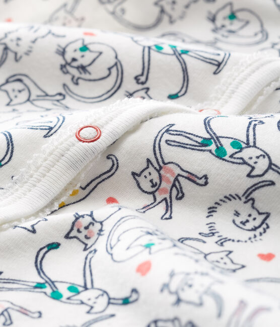 Baby-Strampler ohne Fuß aus Rippstrick für Mädchen weiss MARSHMALLOW/weiss MULTICO