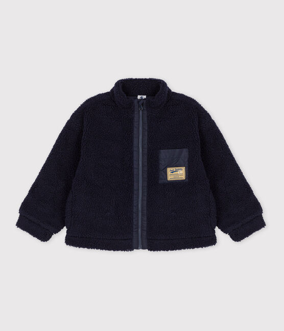 Kinderjacke aus recyceltem Kunstpelz für Jungen blau SMOKING