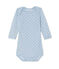 Langärmeliger Baby-Jungen-Body aus Wolle/Baumwolle blau FRAICHEUR/grau TEMPETE