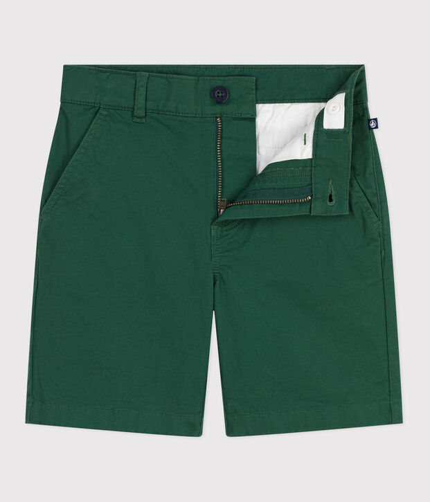 Kinder-Bermudashorts aus einfarbigem Serge gr&uuml;n