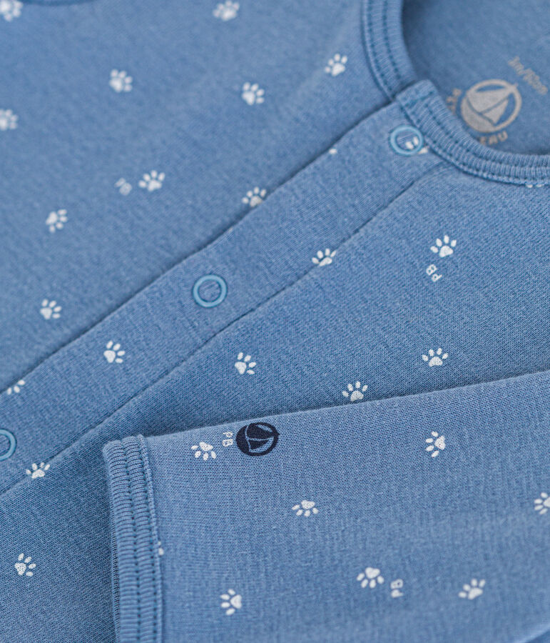 Bodyjama ohne F&uuml;&szlig;e aus Baumwolle blau/weiss