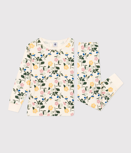 Kinderpyjama aus Baumwolle mit Blumenmuster weiss AVALANCHE/ MULTICO