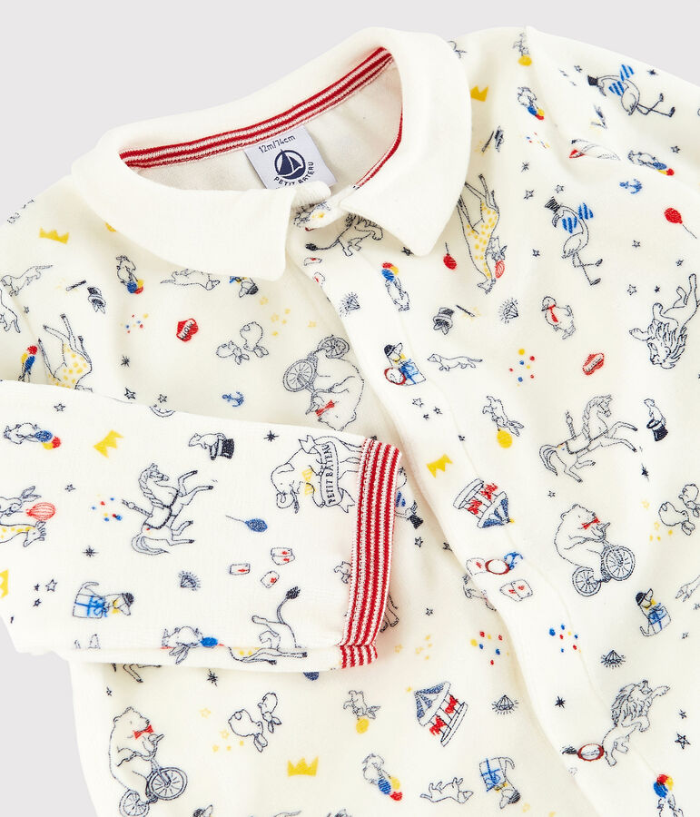 Baby-Strampler aus Nicki f&uuml;r Jungen weiss/vielfarbig