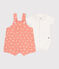 Newborn-Set Latzhose aus Baumwolle mit Sonnenmuster und Body orange ABRICOT/ MARSHMALLOW