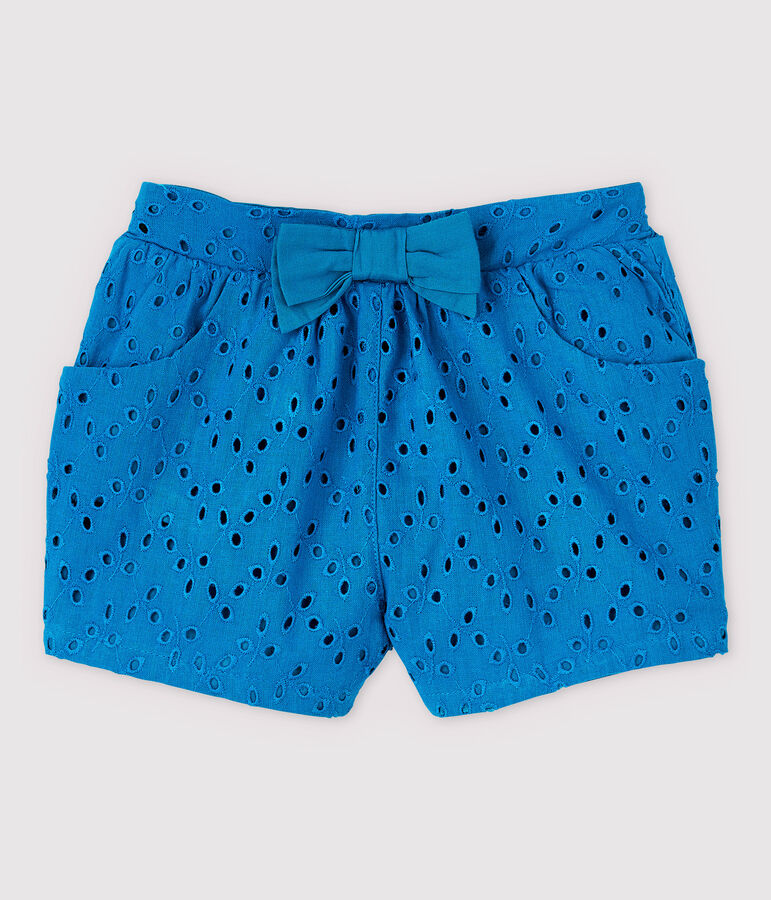 Baby-Shorts mit englischer Stickerei f&uuml;r M&auml;dchen blau