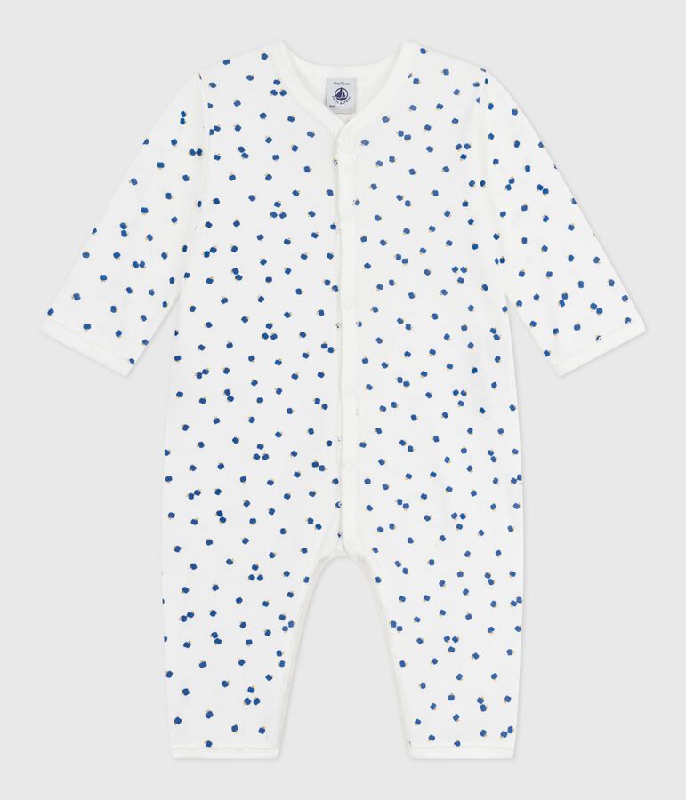 Strampler ohne F&uuml;&szlig;chen aus bedruckter Baumwolle weiss/vielfarbig