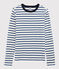 Damen-T-Shirt aus Baumwolle mit Rundhalsausschnitt weiss MARSHMALLOW/blau SURF