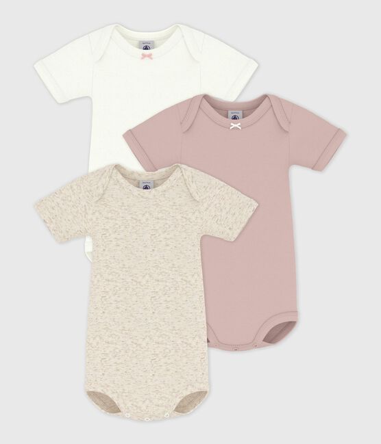 3er-Set aus einfarbigen, kurzärmeligen Bodys aus Baumwolle für Babys variante 1