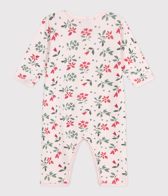 Strampler ohne Füßchen aus Baumwolle mit Blumenmotiv rosa FLEUR/weiss MULTICO