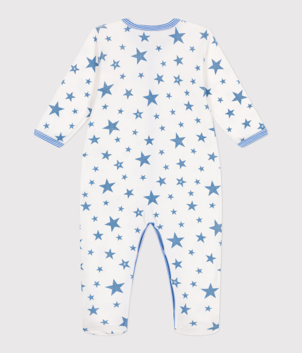 Strampler aus Nicki mit Sternmotiv weiss/blau