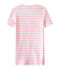 Gestreiftes Damen-T-Shirt mit V-Ausschnitt aus Original-Rippstrick rosa BABYLONE/weiss MARSHMALLOW