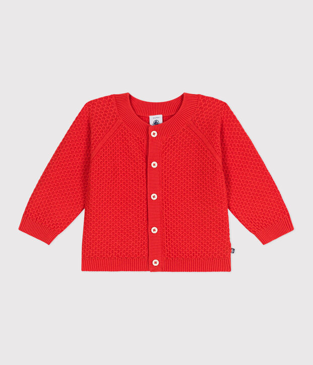 Baby-Cardigan aus Baumwolle mit Zierstrick rot