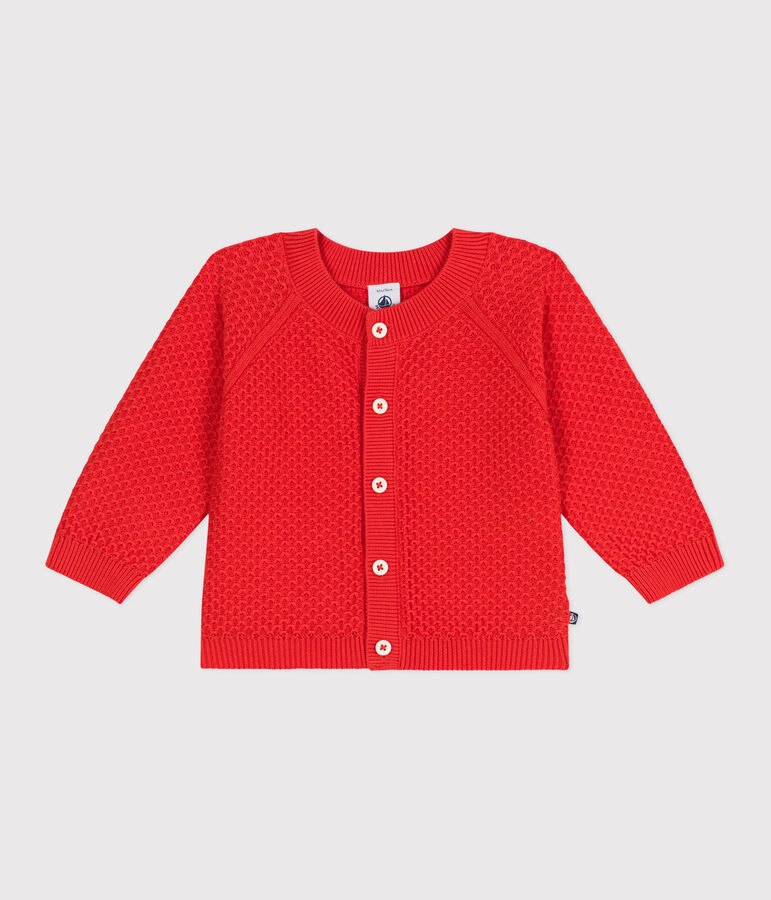 Baby-Cardigan aus Baumwolle mit Zierstrick rot SPICY