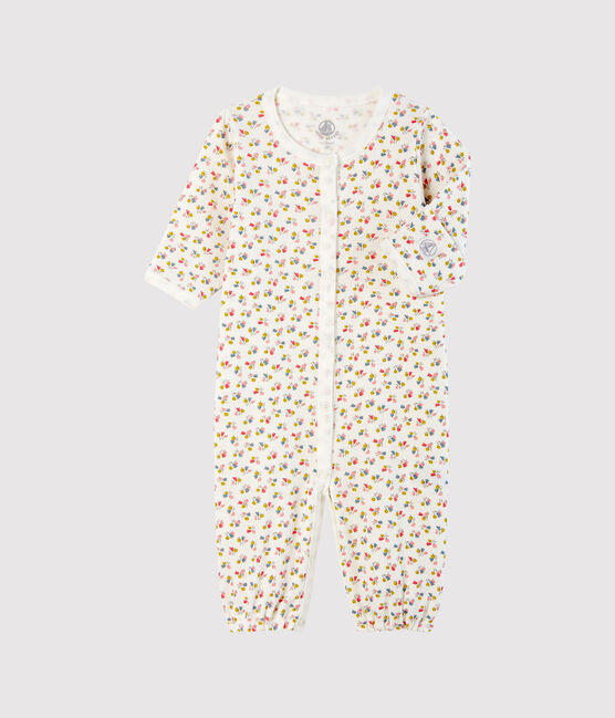 Kombi-Overall aus Rippstrick für Babys weiss MARSHMALLOW/weiss MULTICO