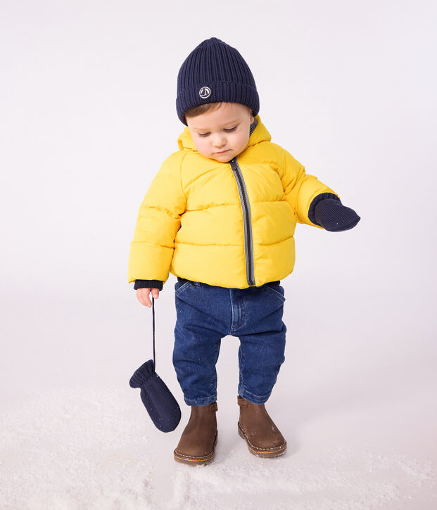 Baby-Winterjacke aus einfarbigem Polyester gelb
