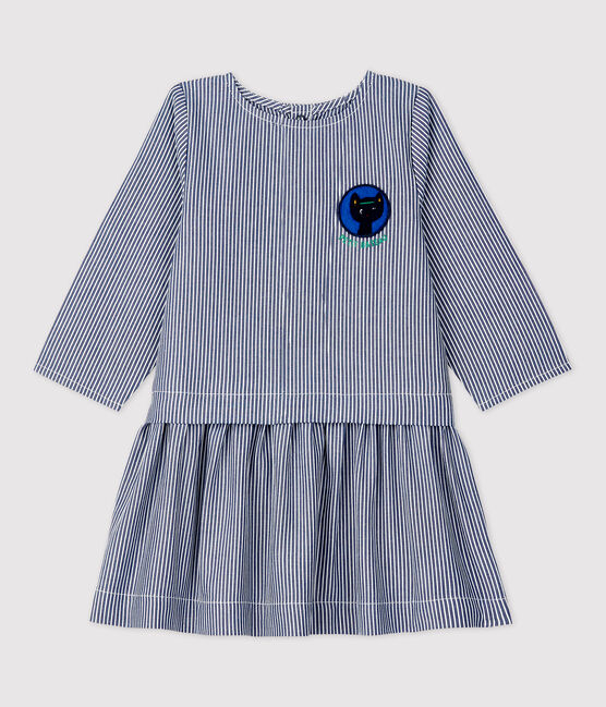 Baby-Kleid aus Leinen blau SMOKING/weiss MARSHMALLOW