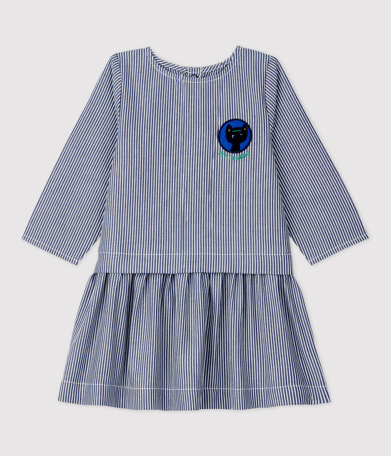 Baby-Kleid aus Leinen blau/weiss