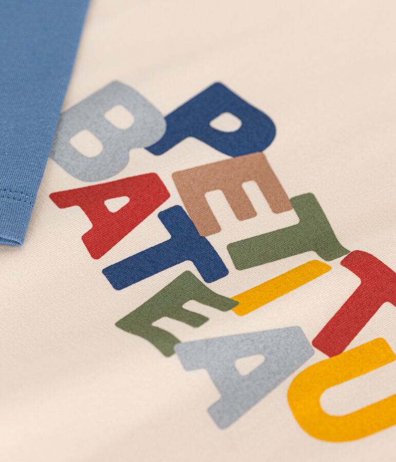 Lang&auml;rmeliges Kinder-T-Shirt aus feinem Jersey f&uuml;r Jungen naturfarben/vielfarbig