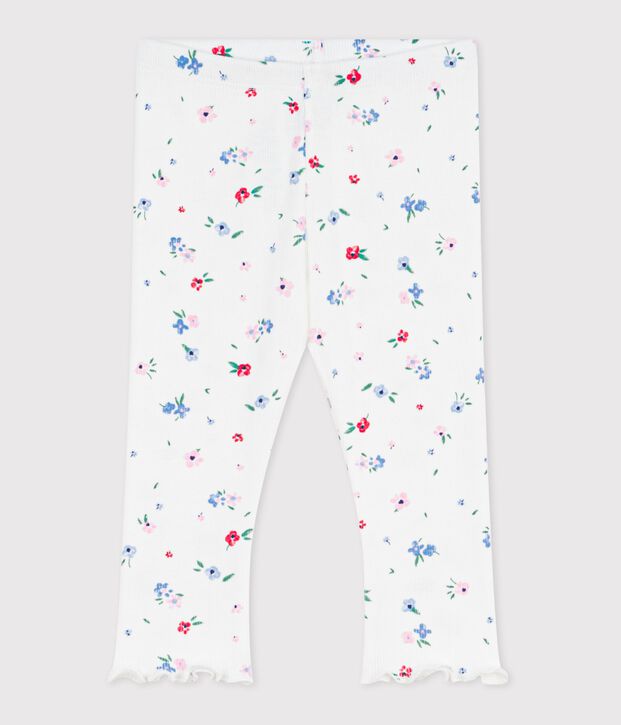 Baby-Leggings aus Baumwolle mit Blumenmuster weiss/vielfarbig