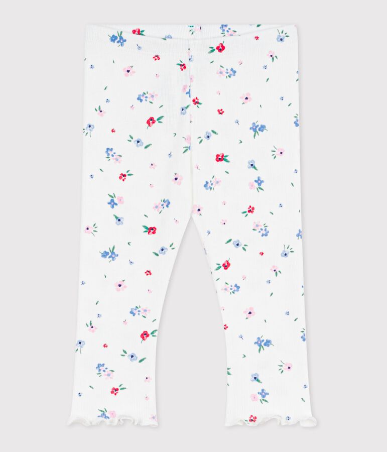 Baby-Leggings aus Baumwolle mit Blumenmuster weiss/vielfarbig