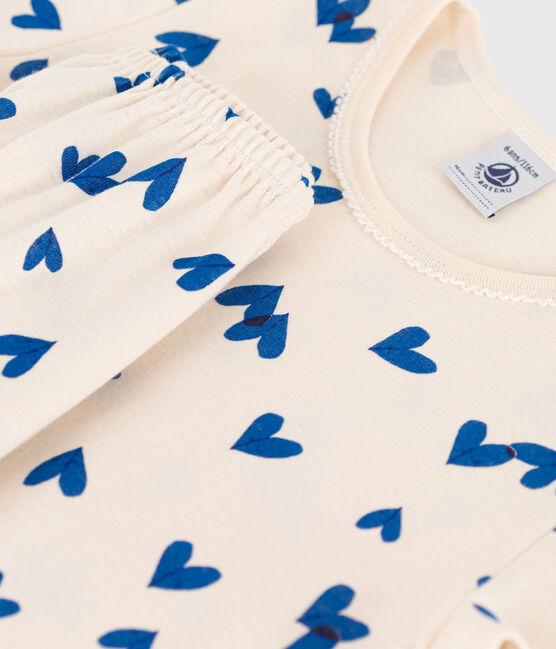 Kurzärmeliger Kinderpyjama aus Baumwolle für Mädchen weiss AVALANCHE/ MULTICO