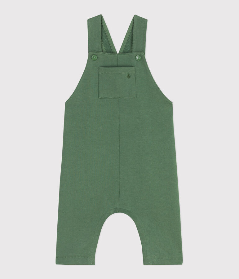 Langbeinige Baby-Latzhose aus einfarbiger Baumwolle gr&uuml;n