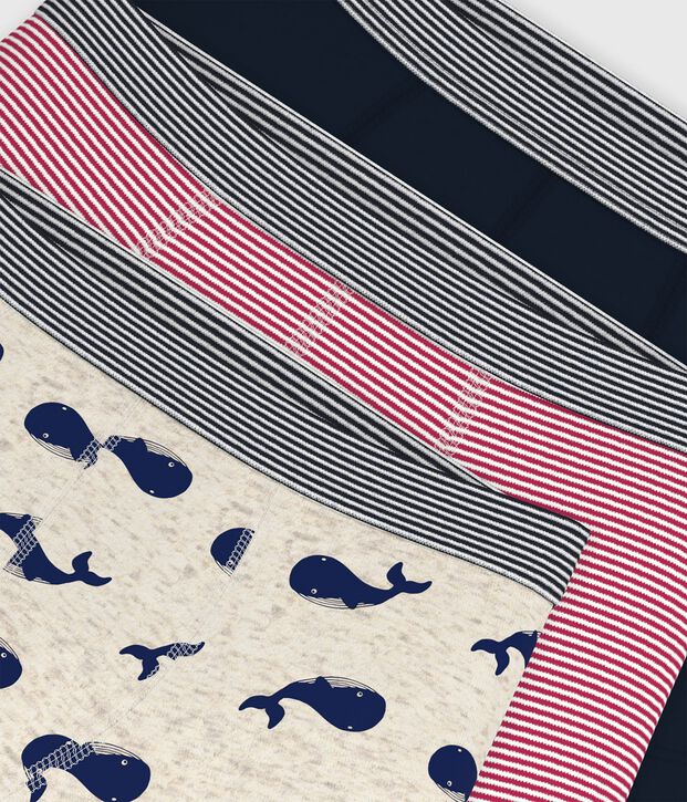 3er-Set Kinder-Boxershorts aus Baumwolle mit Wal-Motiv vielfarbig