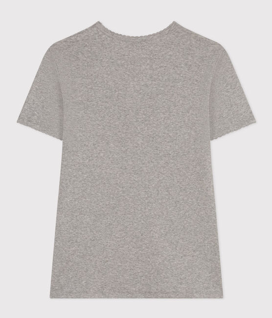 Damen-T-Shirt L’ICONIQUE aus Baumwolle mit Mäusezähnchen grau CHATON CHINE