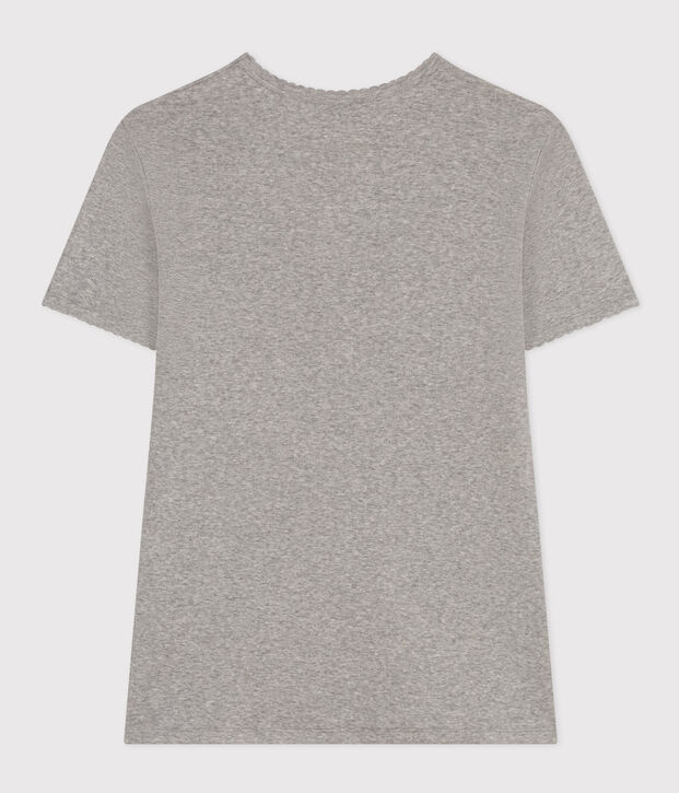 Damen-T-Shirt L&rsquo;ICONIQUE aus Baumwolle mit M&auml;usez&auml;hnchen grau