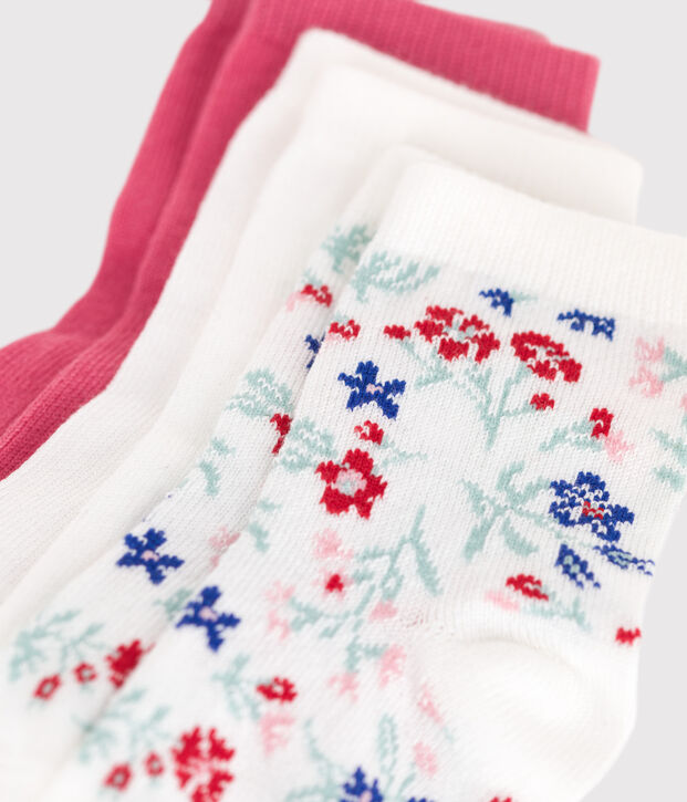 3er-Set Baby-Socken aus gebl&uuml;mter Baumwolle f&uuml;r M&auml;dchen vielfarbig