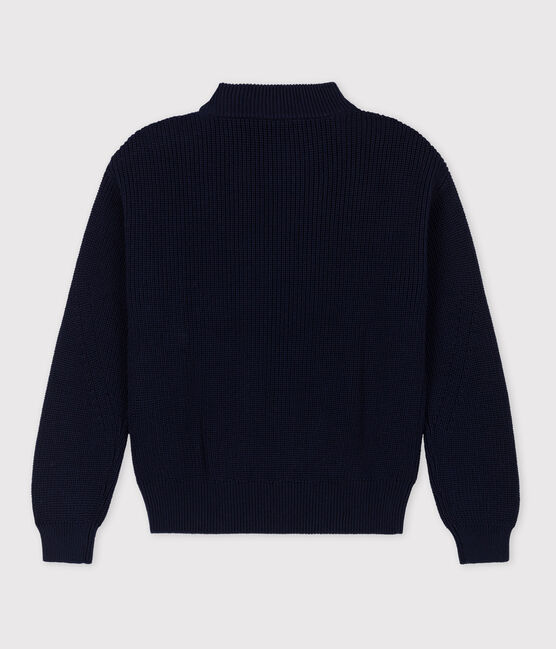 Damenpullover aus Baumwolle mit Patentmuster blau SMOKING