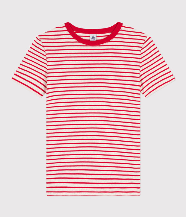 T-Shirt L&rsquo;ICONIQUE aus Baumwolle mit rundem Ausschnitt f&uuml;r Damen beige/rot