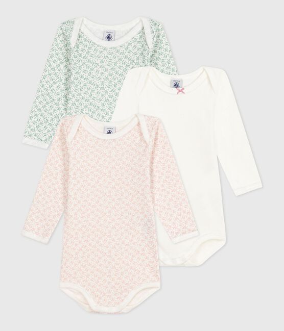 3er-Set langärmelige Baby-Bodys aus Baumwolle mit Blumenmotiv variante 1