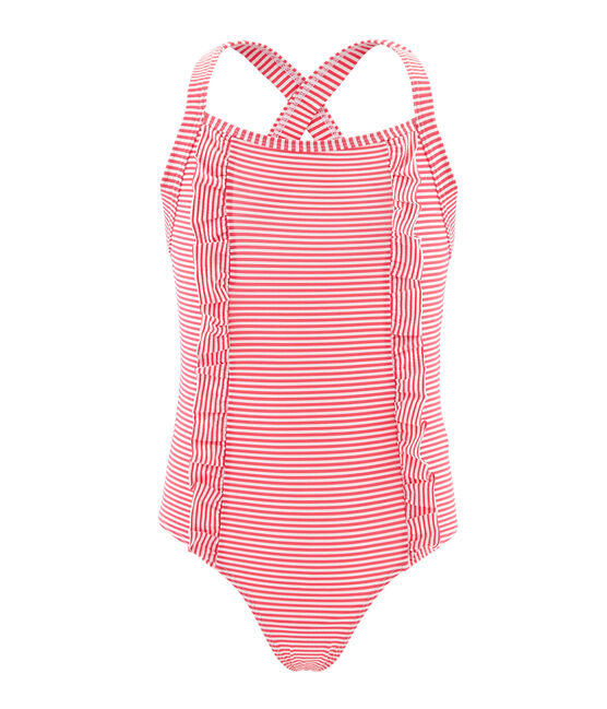 1-teiliger Kinder-Badeanzug Mädchen rosa GROSEILLER/weiss MARSHMALLOW