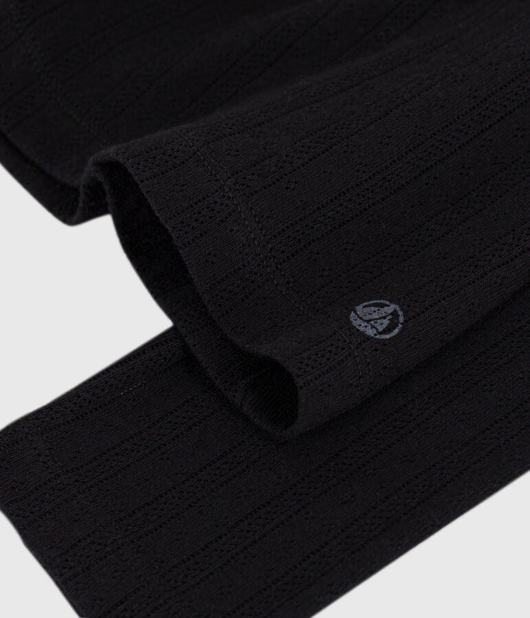 Lang&auml;rmeliges Damen-T-Shirt L&rsquo;Iconique aus Baumwolle mit Lochstickerei schwarz