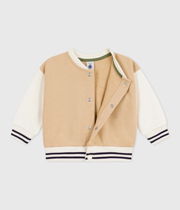 Baby College-Jacke aus Baumwolle im Colorblock mit Aufn&auml;her beige/naturfarben