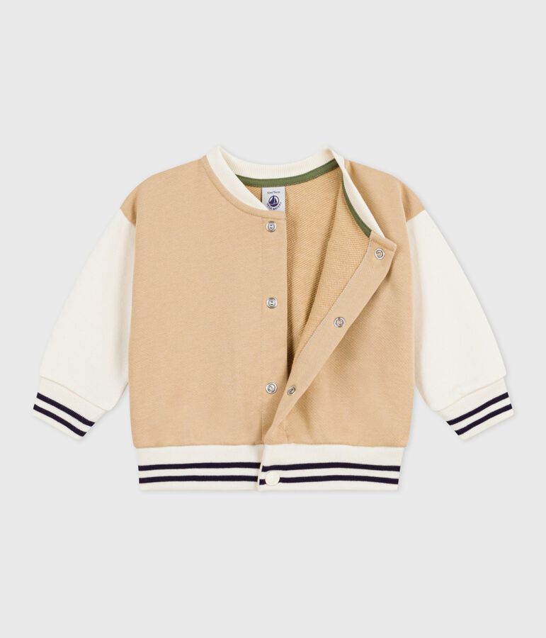 Baby College-Jacke aus Baumwolle im Colorblock mit Aufn&auml;her CAJOU/ MILK