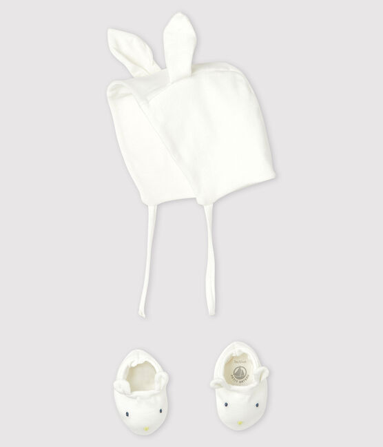 Baby-Set mit Mütze und Schuhen mit Kaninchen-Print aus Bio-Baumwoll-Doppeljersey variante 1