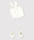 Baby-Set mit Mütze und Schuhen mit Kaninchen-Print aus Bio-Baumwoll-Doppeljersey