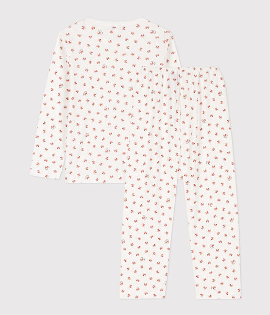 Kinderpyjama aus Baumwolle mit Fuchsmotiv weiss MARSHMALLOW/weiss MULTICO