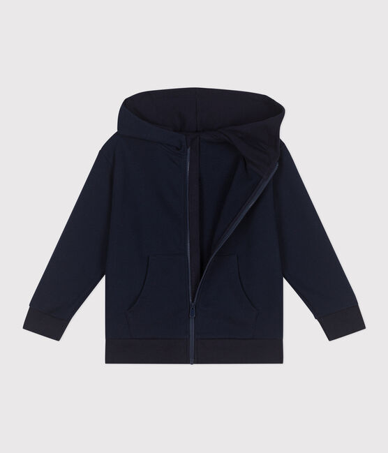 Kinder-Kapuzensweatshirt mit Reißverschluss aus einfarbiger Baumwolle  blau SMOKING