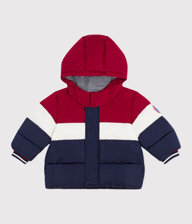 Leichte Baby-Winterjacke einfarbig im Colorblock blau/vielfarbig