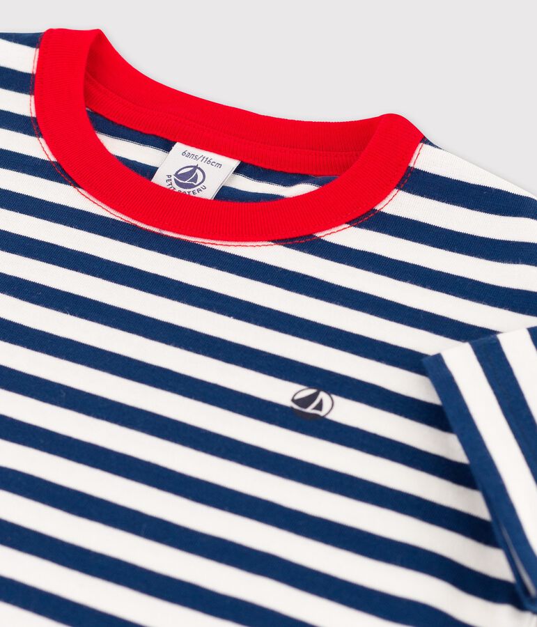 Kurz&auml;rmeliges T-Shirt aus Baumwolle f&uuml;r Jungen blau MEDIEVAL/weiss MARSHMALLOW